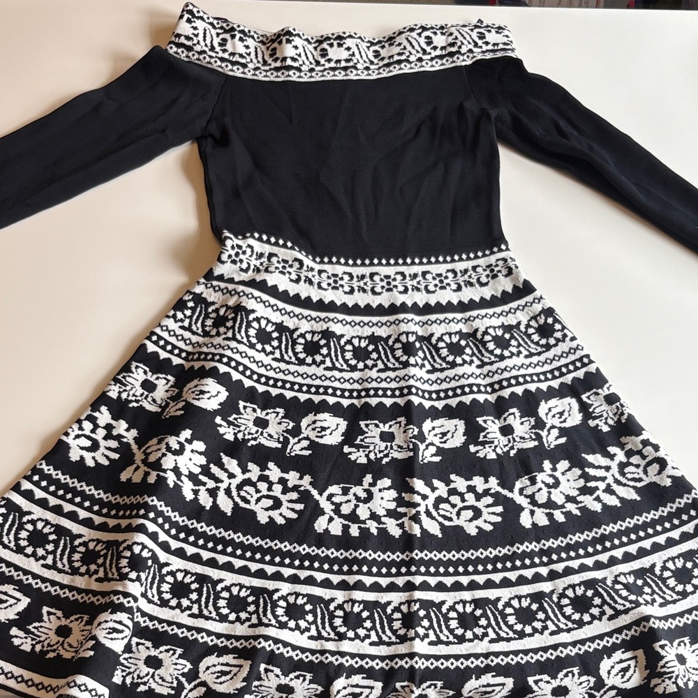 Elegant Black and White Off-Shoulder Dress